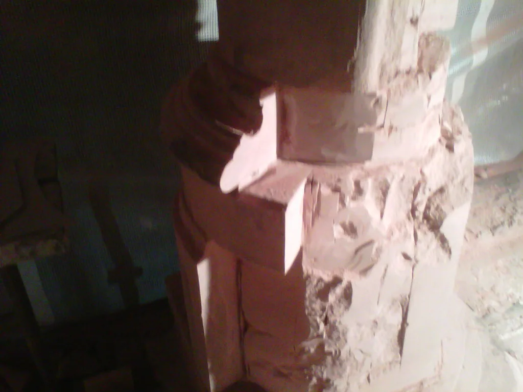 Fire-damaged stonework at Bangor Parish Church