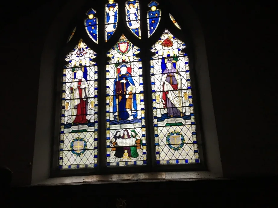 Stained-glass window during restoration