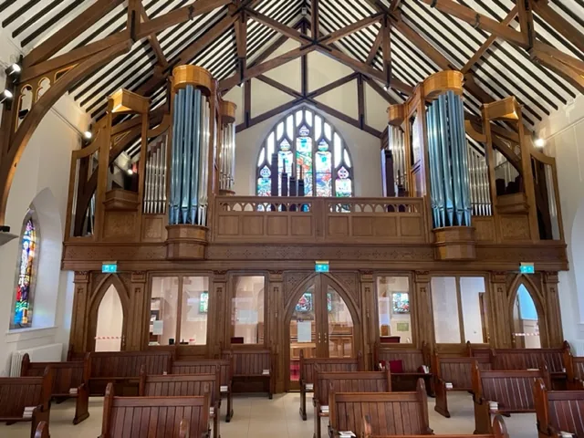 New organ balcony and welcome area