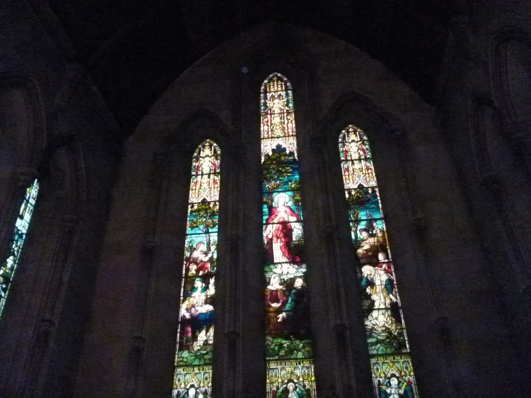 Stained-glass windows before cleaning