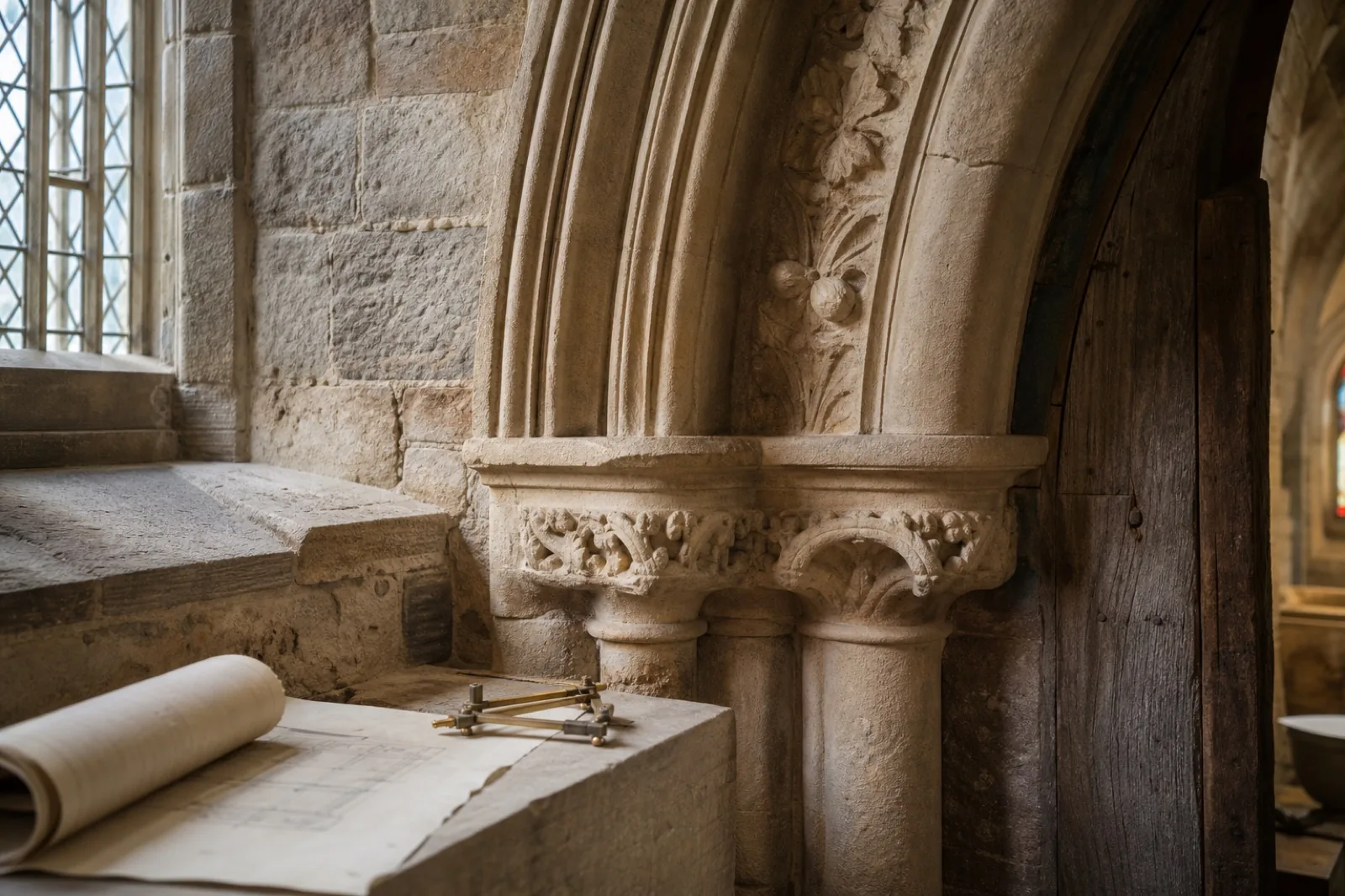 Historic carved stonework prepared for a conservation survey